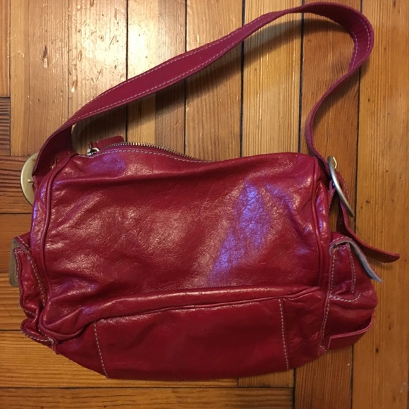 Red leather Francesco Biasia bag - Picture 2 of 4